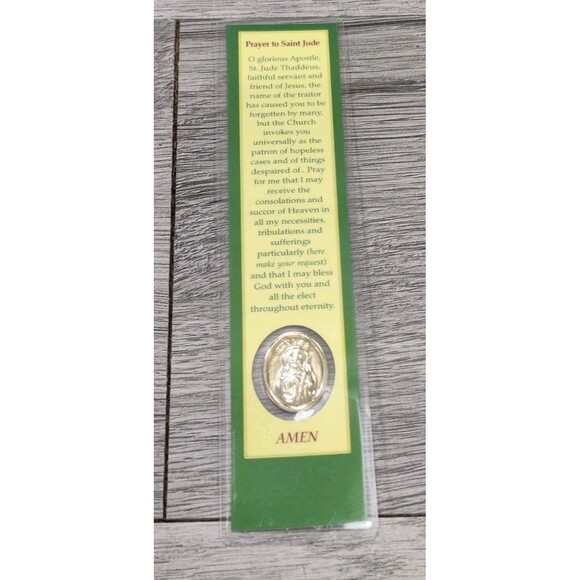 Vintage Saint Jude Pray For Us Medal Bookmark - Picture 3 of 3